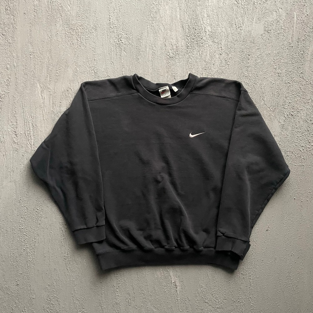 Vintage Nike Embroidered Swoosh Sweatshirt Mens Medium Black 90s